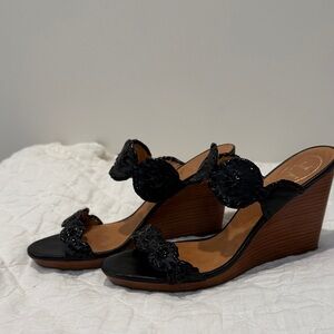 Jack Rogers Black Wedge Sandals